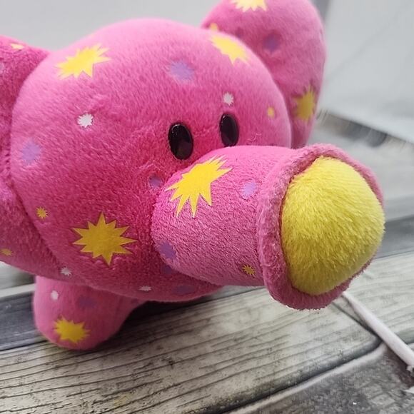 2008 TOTS Lets Make Some Noise Pink Elephant with Starbursts Plush Stuffy [87] - Picture 6 of 10